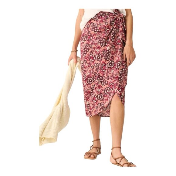 Faherty Dresses & Skirts - Faherty Women’s Pacifica Linen Blend Wrap Skirt Size Small Floral Rose Dessert